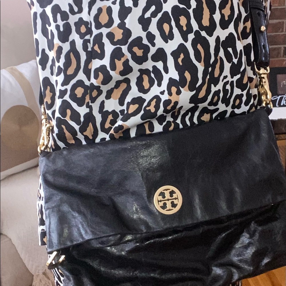 Black Tory Burch Foldover Crossbody Bag